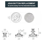 [Upgraded] 8 Sets Jean Buttons Pins No Sew Instant 17Mm Replacement Button Adjustable Pants Buttons Kit