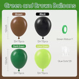 60 Pcs Jungle Theme Balloons Green, Brown & Lime for Baby Showers & Birthdays