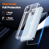 For Iphone 15 Case, [3 In 1] 1X Clear Case [Compatible With Magsafe] With 2X Screen Protector, [15 Ft Grade Drop Protection] Shockproof Slim Phone Case For Iphone 15