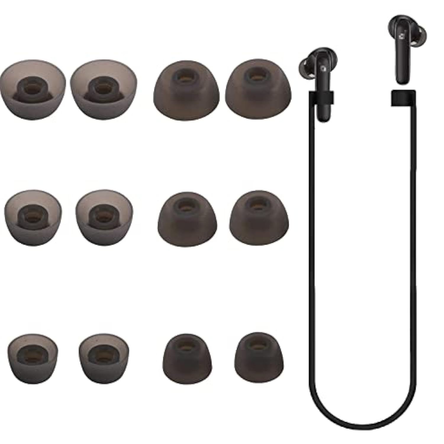 Replacement For Soundcore Life P3 P2 Silicone Eartips Ear Tips Accessories, Fit In The Charge Case S/M/L Ear Tips 6 Pairs,Strap 1 Pcs(Not Fit In Case),Black
