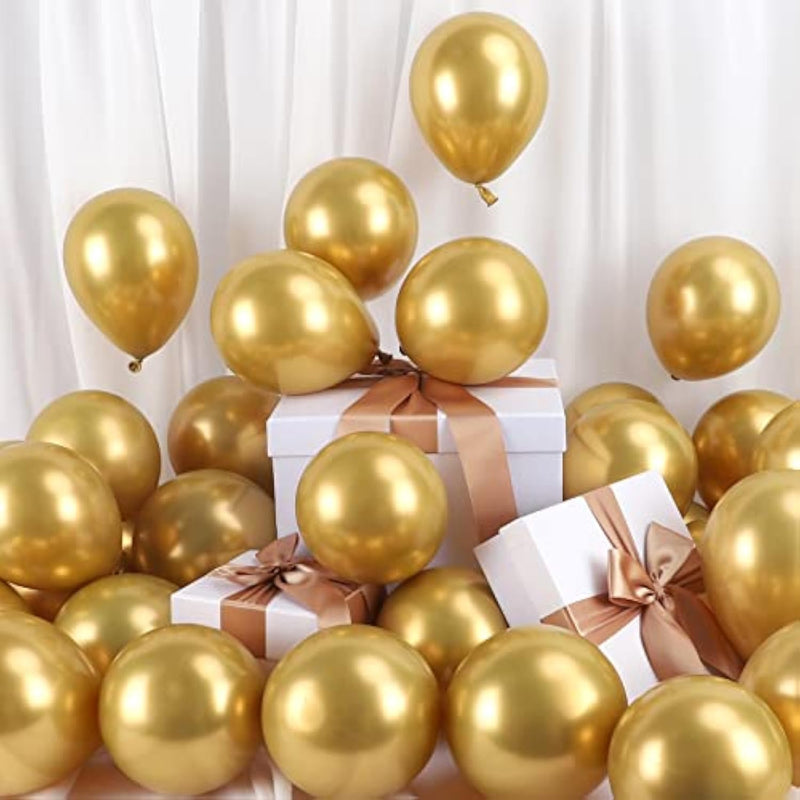 Gold Balloons, 120Pcs 5 Inch Chrome Metallic Latex Gold Balloon For Party Supplies Birthday Anniversary Festival Baby Shower Wedding Engagement Decoration