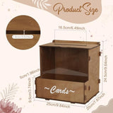 Brown Wedding Card Box With Flower Trough & Acrylic Board, Wooden Wedding Card Boxes For Reception, Money Gift Box For Honeymoon, Graduation, Baby Showers, Birthday Party Decorations