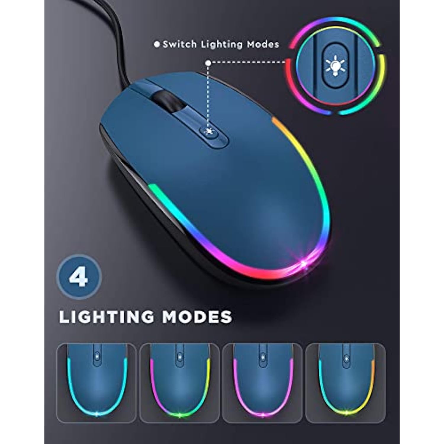 seenda Wired Mouse - USB Computer Mouse Wired with RGB Backlit Optical LED Mou