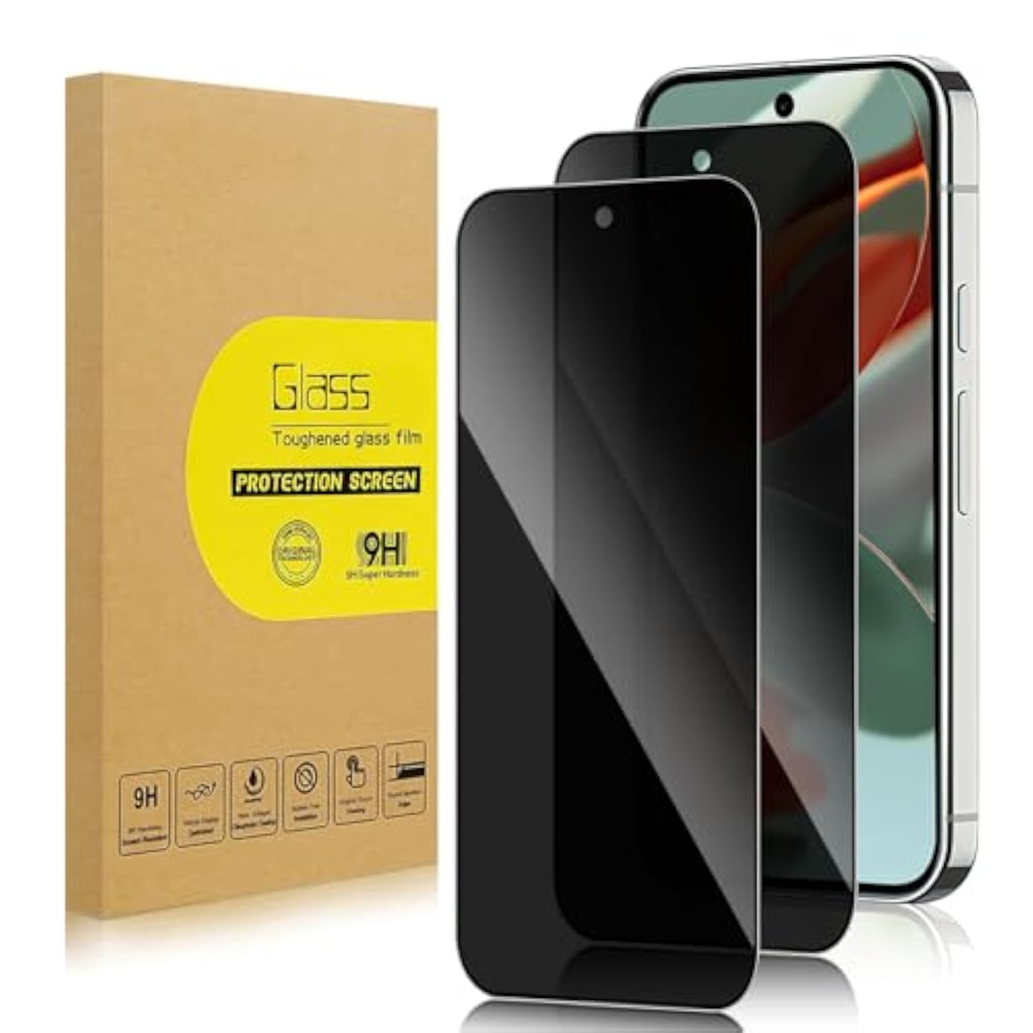 2 Pack Privacy Screen Protector For Google Pixel 9 Pro Xl 6.8 Inch [Anti-Spy Tempered Glass] [Fingerprint Unlock Support], Anti-Scratch, Bubble-Free, Easy Install 9H Protective Glass