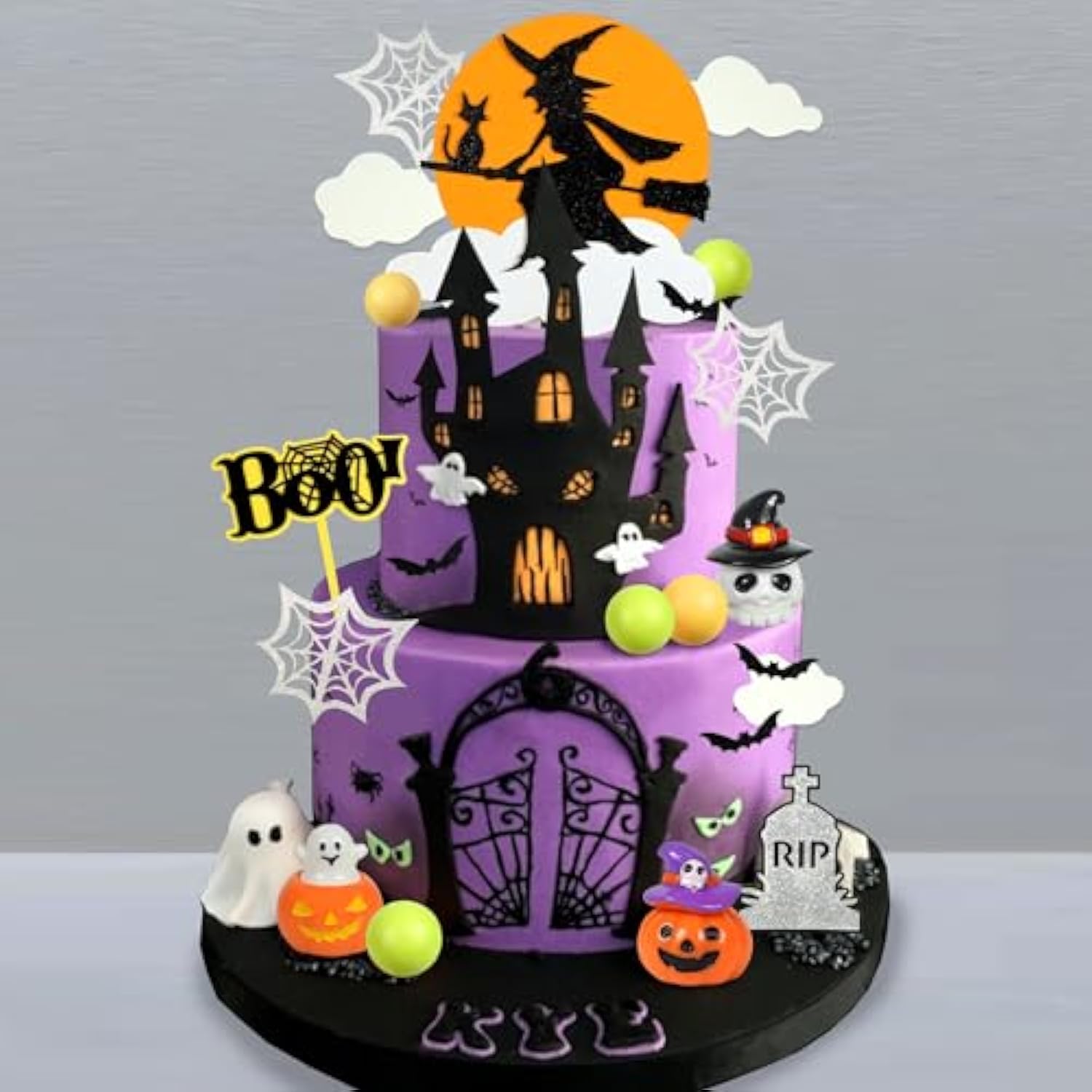 Halloween Cake Toppers Pumpkin Ghost Skull Spider Witch Castle Party Decorations