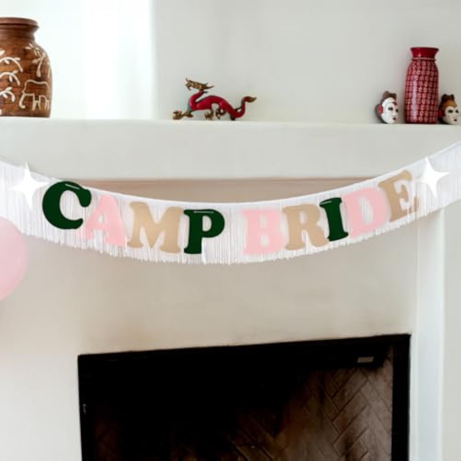 Camp Bride Fringe Banner - Felt, 5 Ft. | Bachelorette Party Decoration, Camp Bride Bach, Bridesmaid Favor, Bride To Be Gift, Bridal Shower Supplies, Photobooth Backdrop