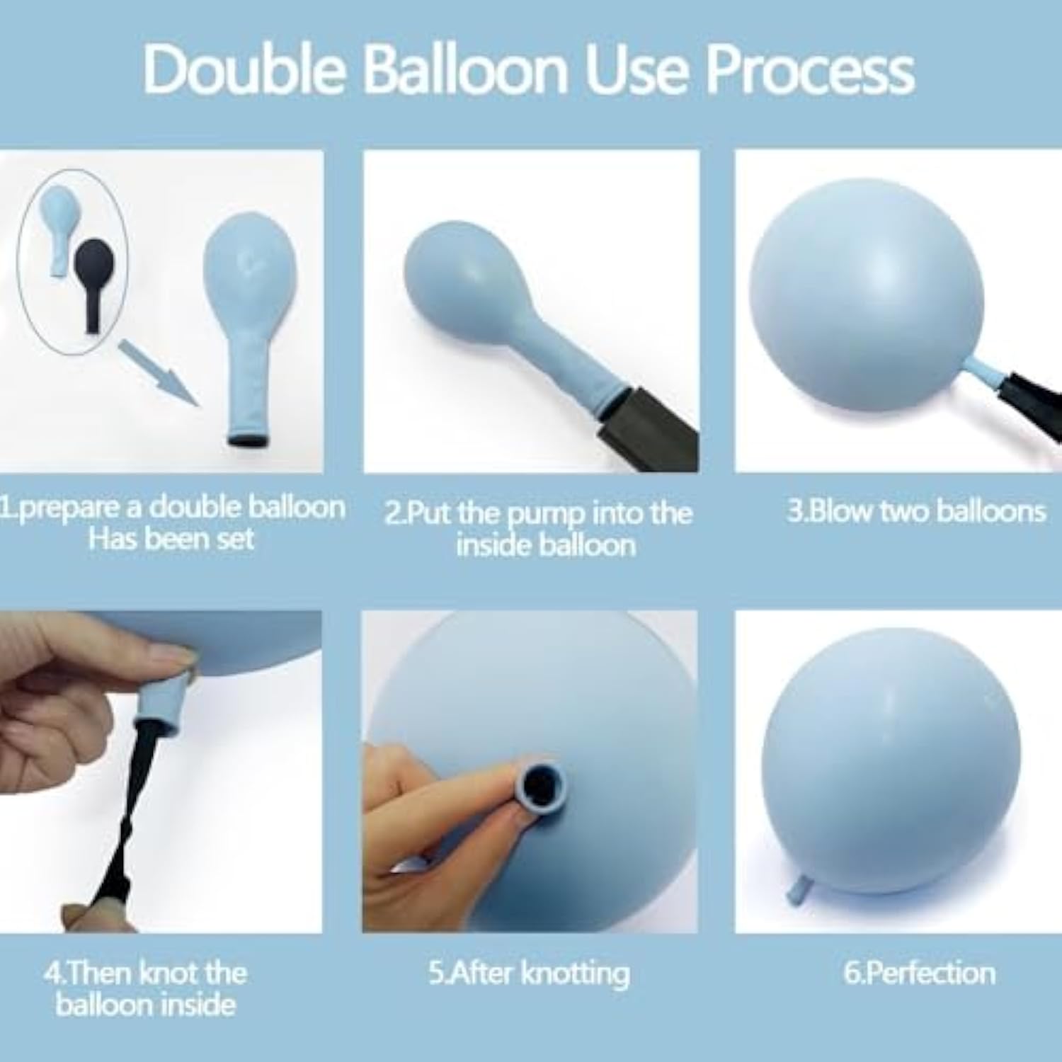 Blue & Black Balloon Garland Kit: Double-Stuffed Latex Balloons