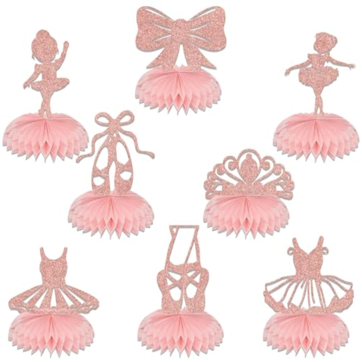 8Pcs Ballerina Tutu Honeycomb Centerpieces, Ballet Baby Shower Party Table Decorations, Ballet Dancers Theme Birthday Decoration Rose Gold