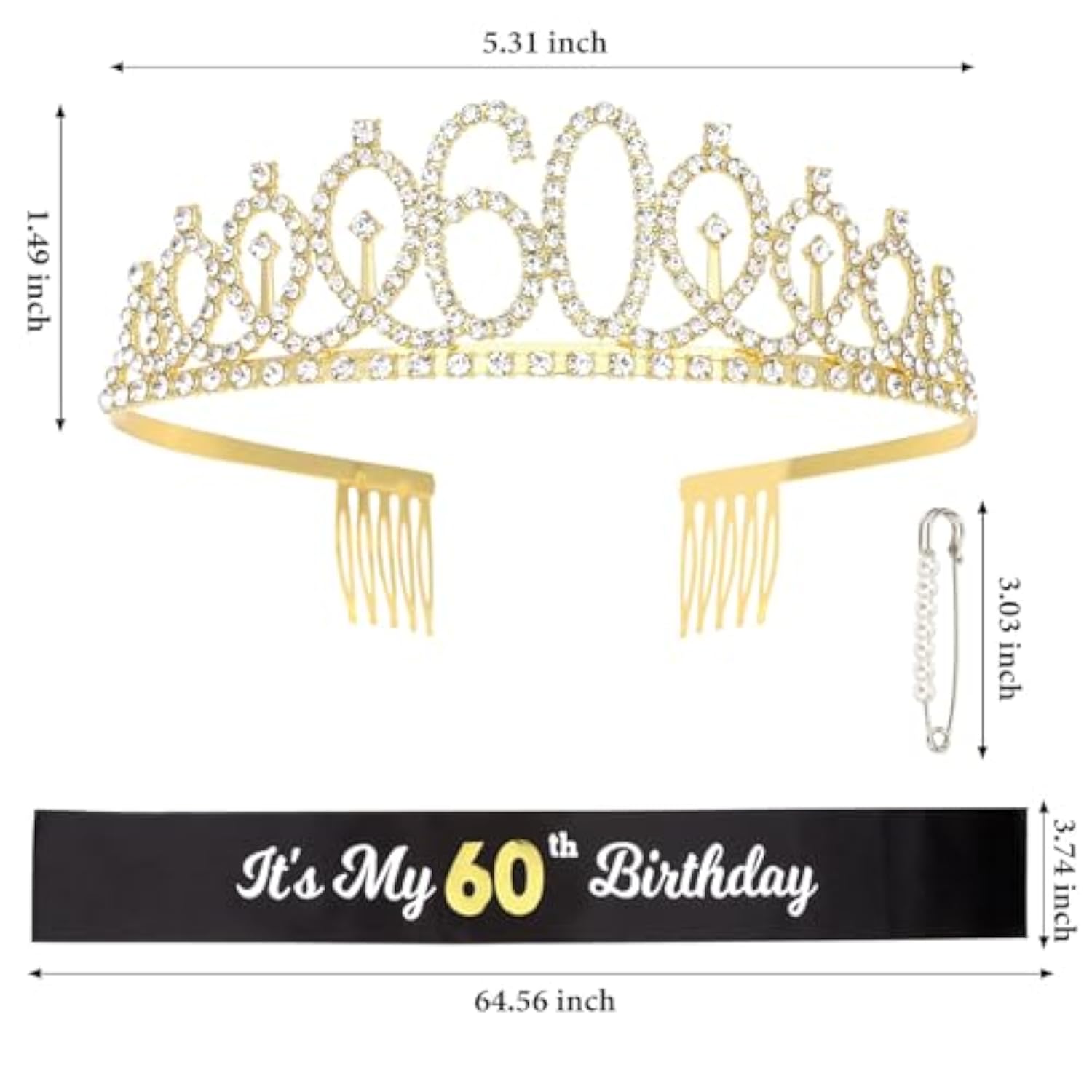 Gold Birthday Crown And Tiara For Women, Sash For Girls - Birthday Party Decoration