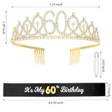 Gold Birthday Crown And Tiara For Women, Sash For Girls - Birthday Party Decoration