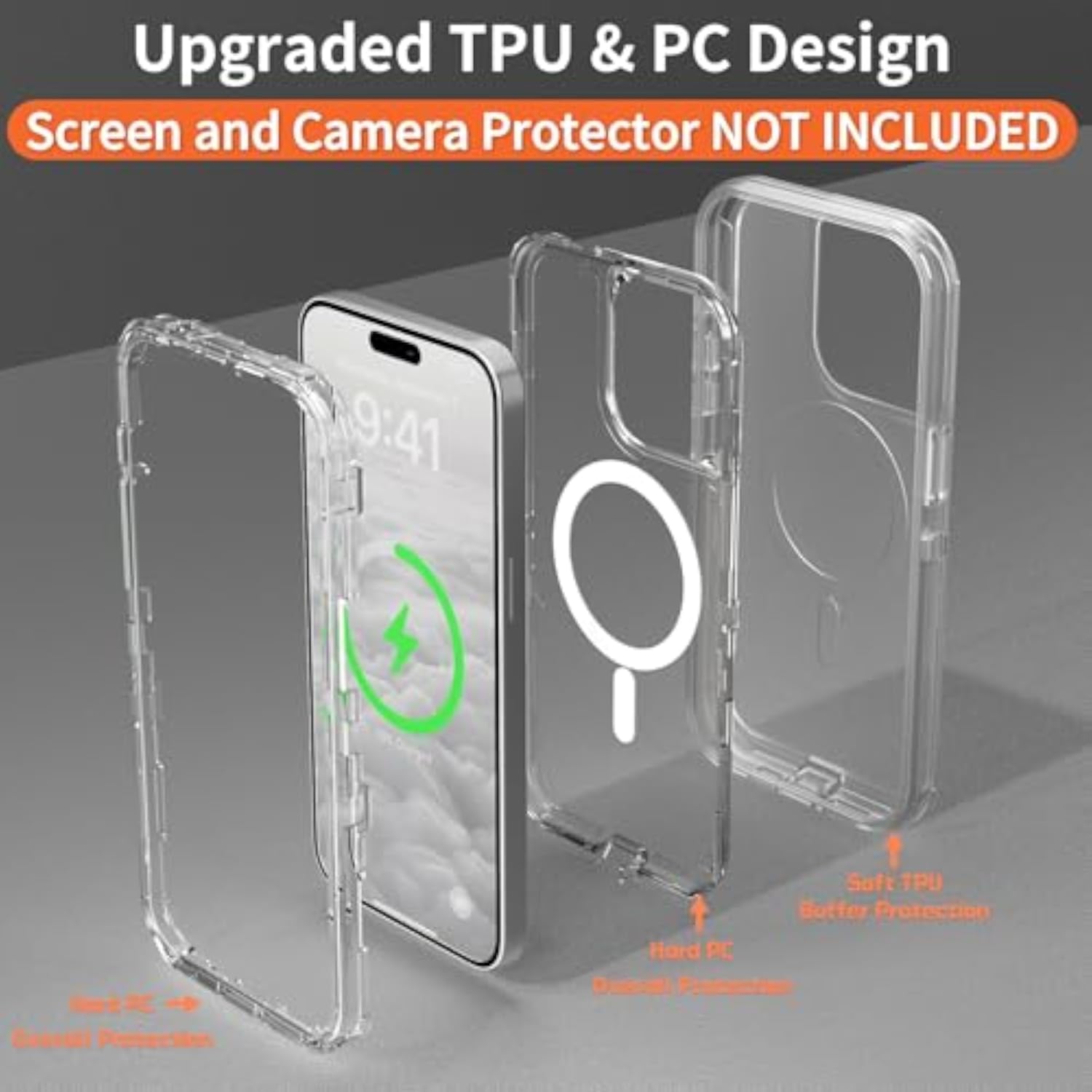 Clear Heavy Duty Magnetic Case for iPhone 15 Pro Max Phone Cases