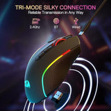 Redragon M810 MAX 3-Mode Wireless Gaming Mouse, 12000 DPI Wired/Wireless RGB Mouse w/Rapid Fire Key, 8 Macro Buttons, 188-Hour Reliable Power Capacity for PC/Mac/Laptop