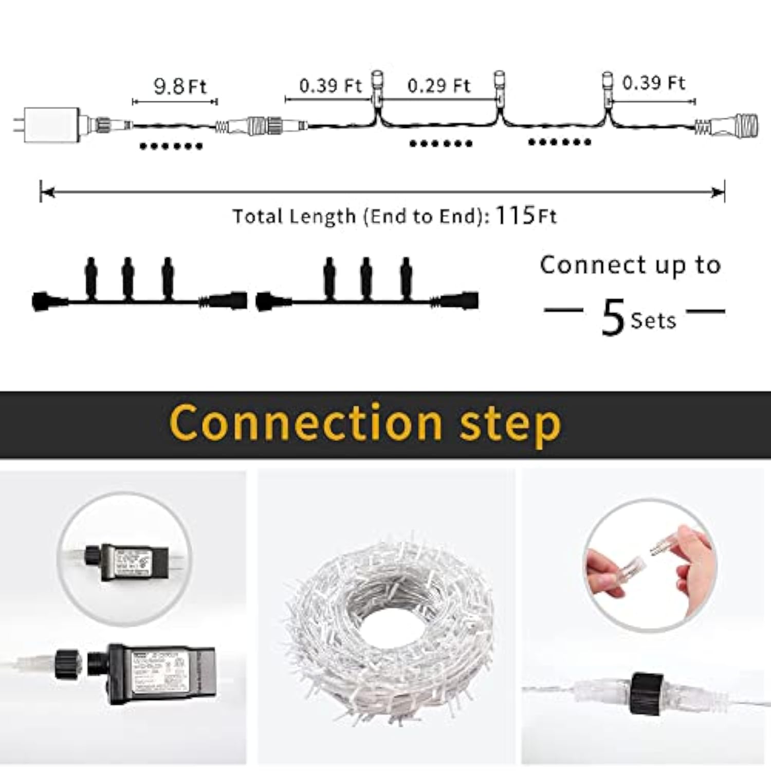 Purple String Lights Christmas - 320 Led 35M/115Ft 8 Modes End-To-End Plug In Indoor/Outdoor Waterproof Decorative Insid