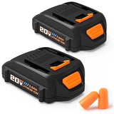 2-Pack 3Ah 20V Lithium Battery Replacement for Worx Powershare Tools