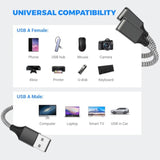 6.6Ft Usb A Male To 2 Female Cable, Usb Splitter 1 In 2 Out Support Charging And Data Transfer For Printer/Keyboard/Flash Drive/Laptop/Led Etc(Black)