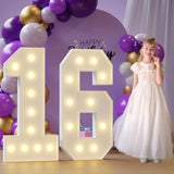 Marquee Numbers 16Th-Birthday Large Decorations: 4Ft Light Up Numbersbirthday Sign For Boy Girl Sweet Sixteen Year Old Anniversary Mosaic Party Decor Backdrop Big Foam Board Number 16