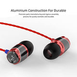 E10 Wired Earphones No Microphone HiFi Stereo Earbuds Noise Isolating in Ear Headphones Powerful Bass Tangle Free Cord Black Red
