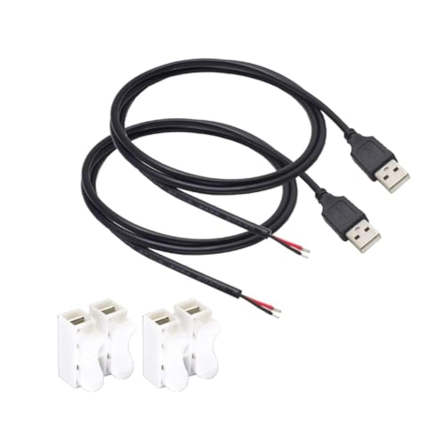 2Pcs 1M/3.3Ft Usb 2 Wire Pigtail Cable 20Awg Usb 2.0 Male Plug 2Pin Wire Diy P