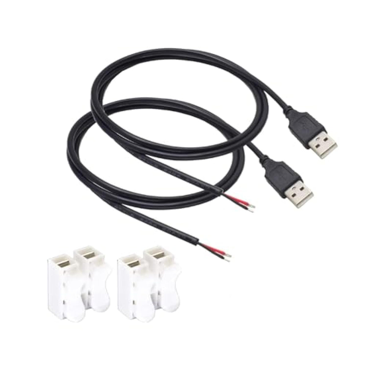 2Pcs 1M/3.3Ft Usb 2 Wire Pigtail Cable 20Awg Usb 2.0 Male Plug 2Pin Wire Diy P