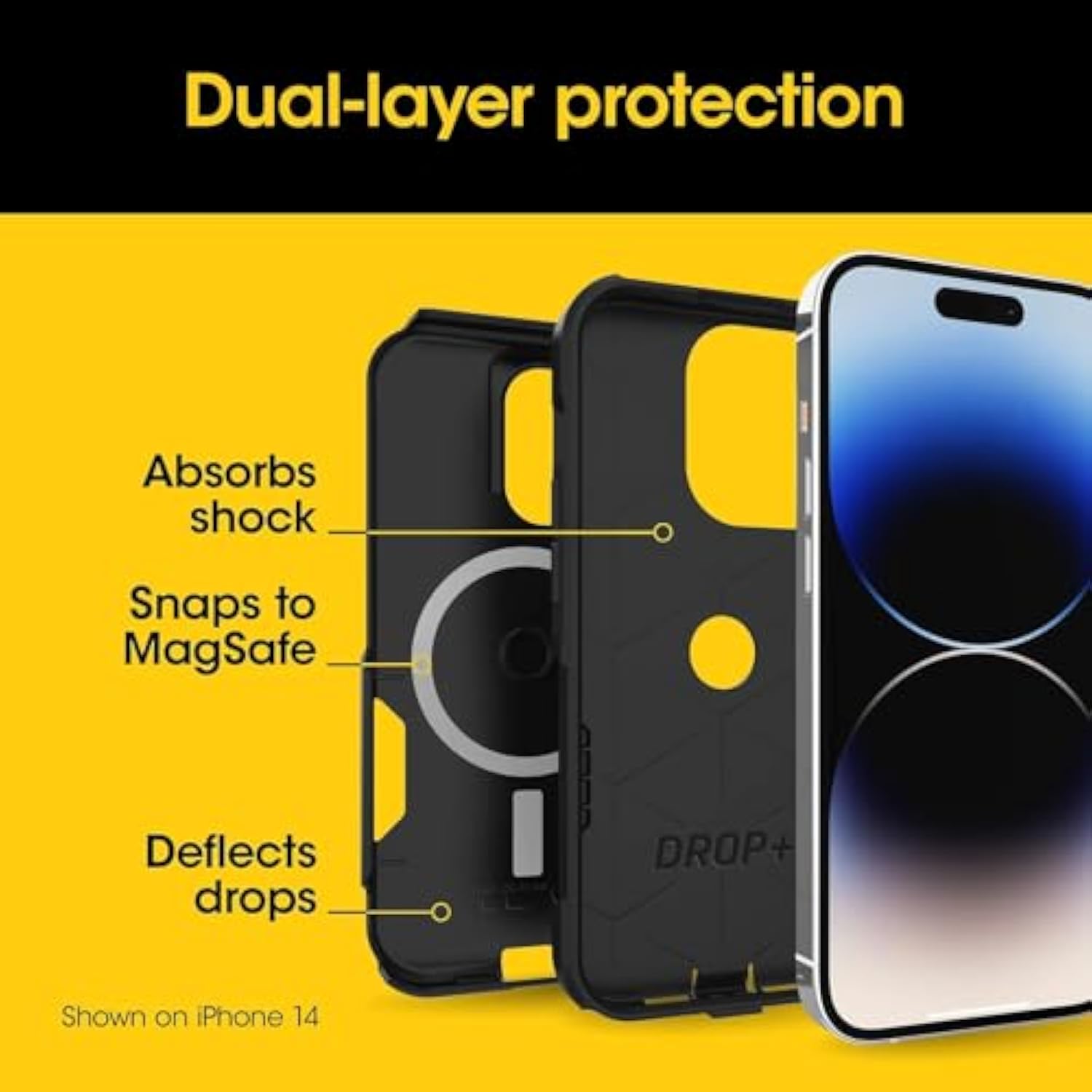 OtterBox iPhone 15 Pro Commuter Series Case - MagSafe Edition - Black, Slim & Tough, Pocket-Friendly, with Port Protection