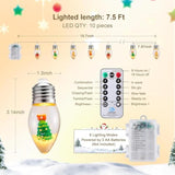 Indoor Christmas Lights, 7.5Ft Battery Powered String With Santa, Gifts And Adorable Ornaments Inside Snow Globes, Ideal