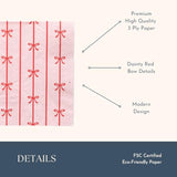 Red And Pink Bow Large Paper Napkins | Premium Party Table Decor, Holiday Decorations, Bachelorette| Happy Birthday Decorations, Lunch Napkins, 3-Ply Paper, Pack Of 20, 6.5" Folded