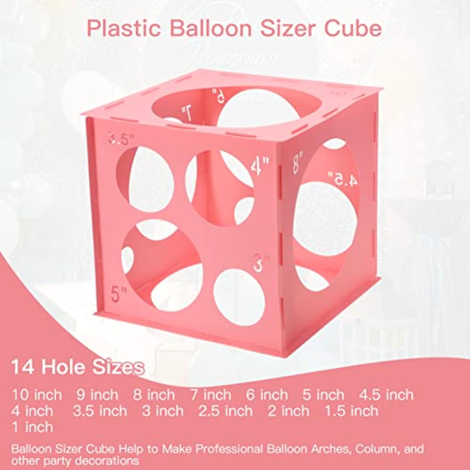 Pink Balloon Sizer Cube: 1-10" Arch & Decor Tool