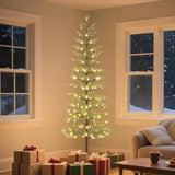 7.5Ft 180 Led Minimalist Pre-Lit Slim Pencil Artificial Christmas Tree With Warm White Lights Scandinavian Style Decor Indoor Holiday Decoration Modern Evergreen Pine Needle Tree