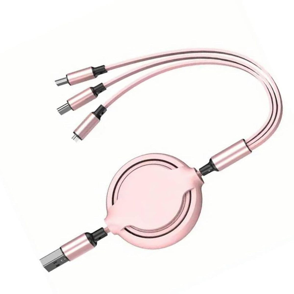 3 In 1 Retractable Charging Cable [3A,3Ft] Multi Usb Cable Fast Charger Cord For Phone, Samsung, Ipad, Tablets, Switch And More - Pink