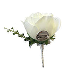Boutonniere Buttonholes Groom Groomsman Best Man Rose Wedding Flowers Accessories Prom Suit Decoration Ivory