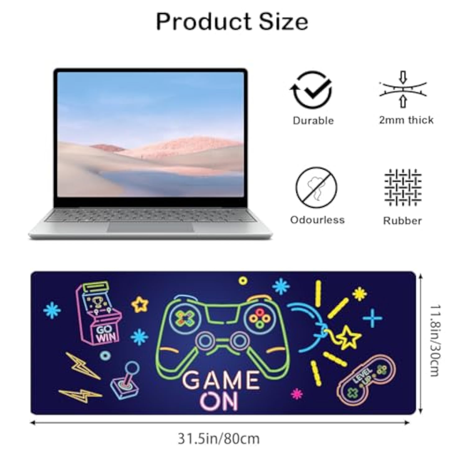 Mouse Pad - Gaming Mouse Pad For Keyboard 80X30Cm Computer Mouse Mat Desk Pad With Soft Smooth Surface And Anti-Slip Rubber Base Gaming Mats For Desk Gamer Office Home