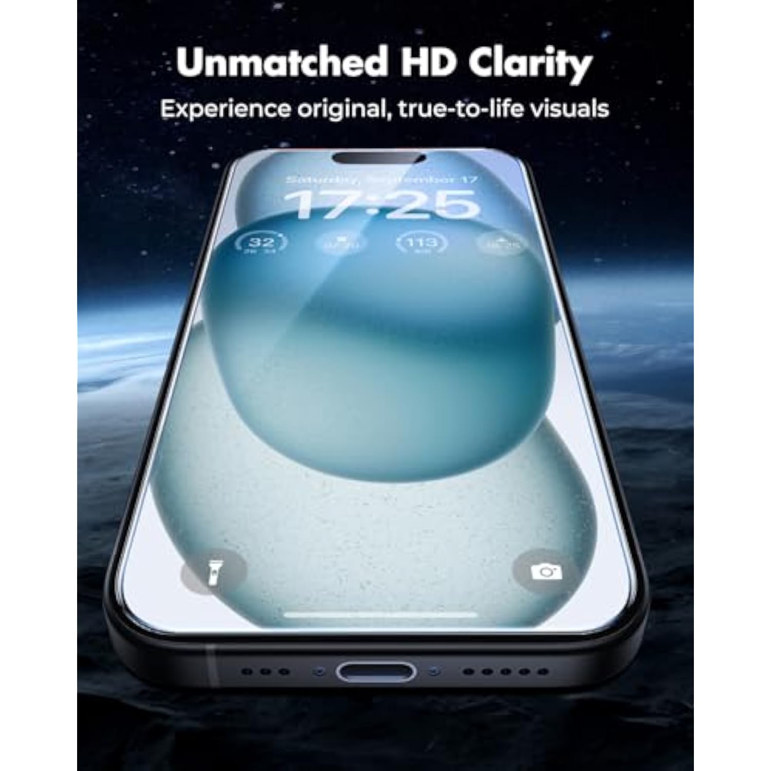 Iphone 15 Screen Protector 3-Pack, 3 Tempered Glass + 3 Camera Lens Protectors, 9H Hardness, Hd Clarity, Anti-Fingerprint, Case Friendly, 6.1 Inch