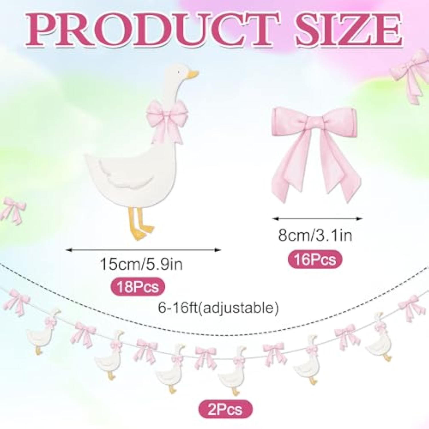 2-Set Pink Silly Goose Birthday Banners for Baby Shower & Parties