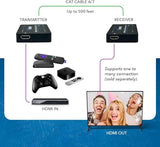 HDMI Over Ethernet Extender with CAT5/CAT6, Upto 330 Feet - HDMI Loop Out - 1080P Full HD Signal Distribution with Support for one to Many Connection.