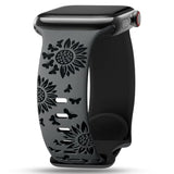 Floral Silicone Apple Watch Band for Women, Sunflower Design, Multiple Sizes