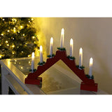 ® Christmas Red Wooden Candle Bridge With Warm White Led Lights - Battery Operated