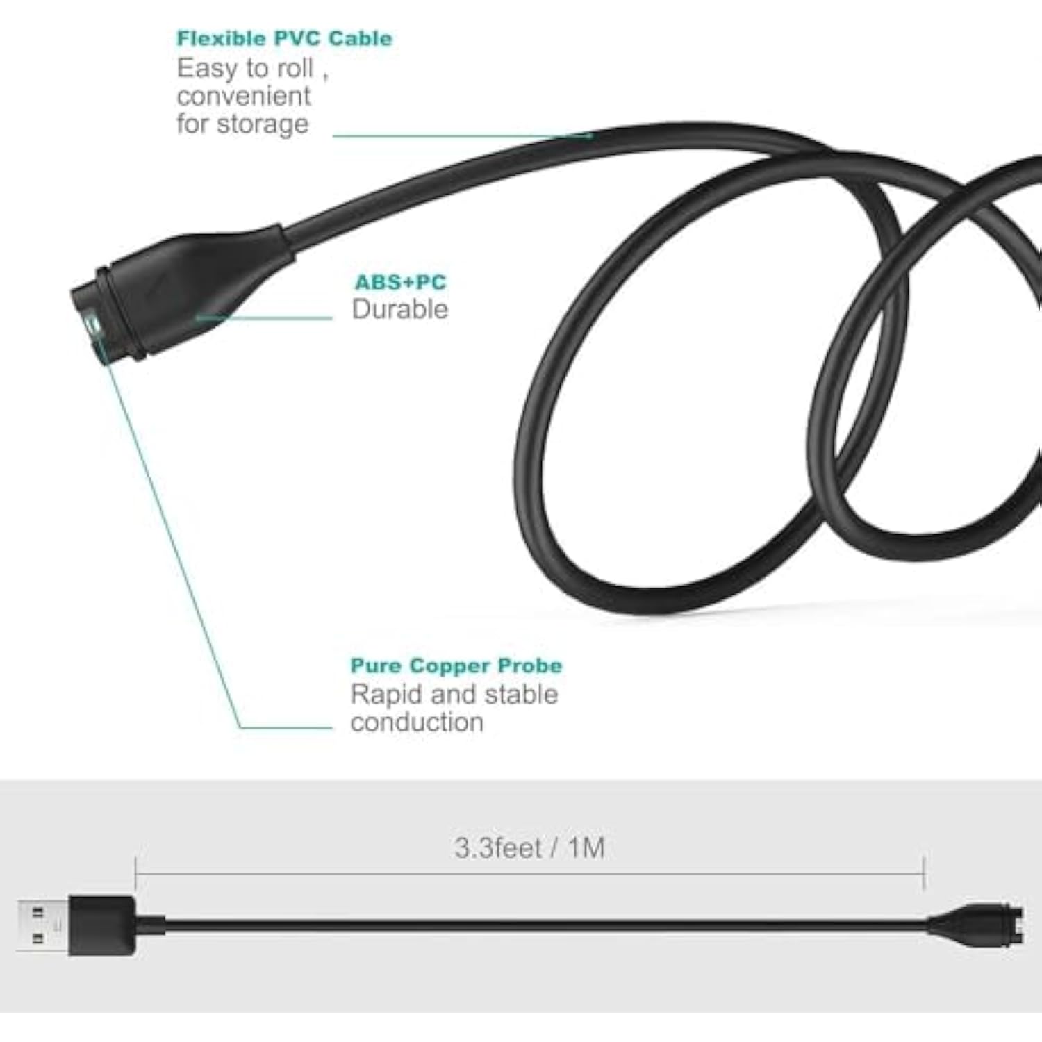 Charging Cable Compatible For Garmin Venu 2/Venu 2 Plus/Venu 2S/Venu 3/Venu 3S/Venu Sq/Venu Sq 2/Venu/Venu X1 Smartwatch, 2Pack Replacement Usb Charging Charger Cord For Garmin Venu Series Smartwatch