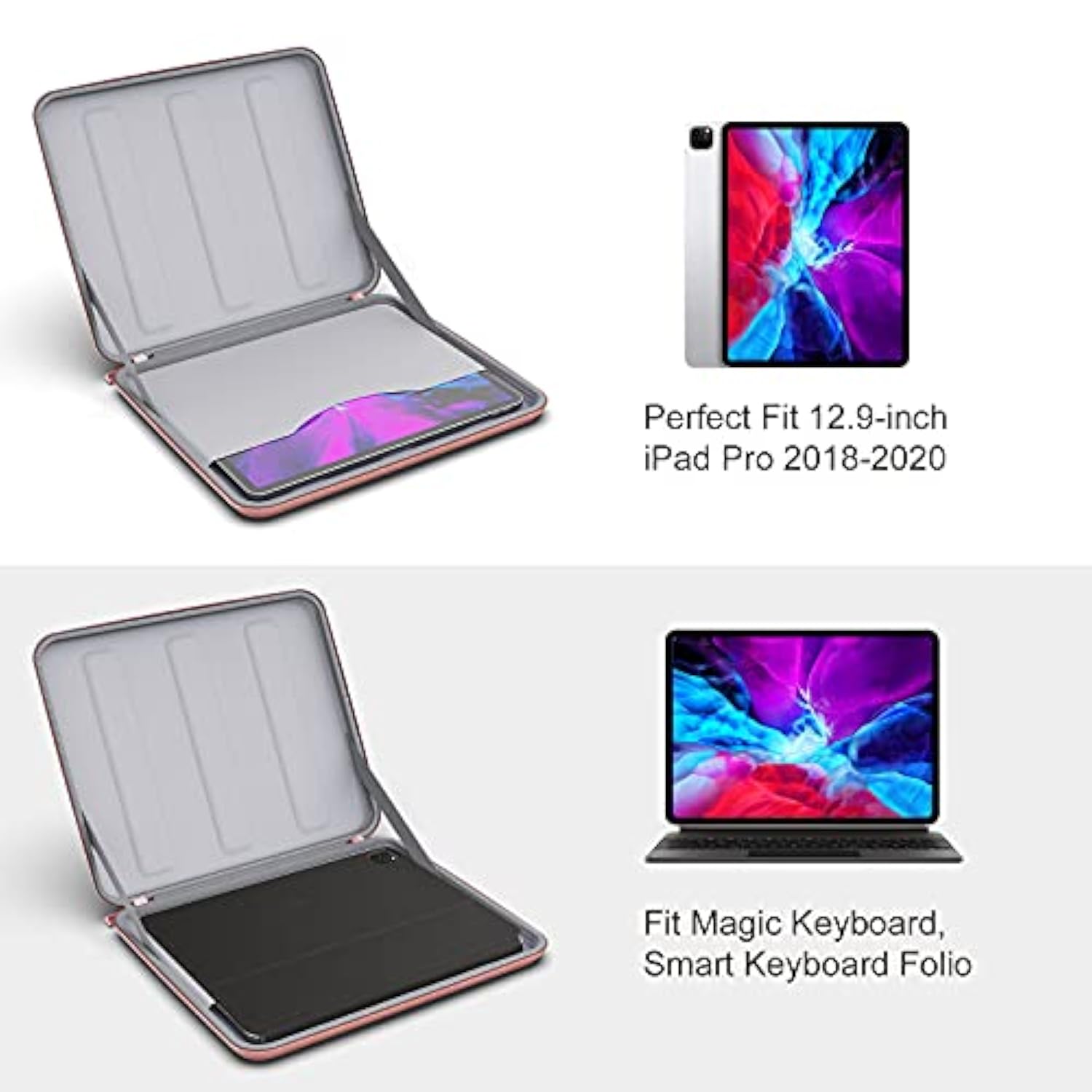 Smatree Hard Case for 13inch New M4 Ipad Pro with Magic Keyboard 2024,12.9inch iPad Pro 2021-2018, iPad Pro 12.9 4th Gen 2020 with Smart Keyboard Folio/Magic Keyboard, Surface Pro 7 12.3inch Bag, Pink