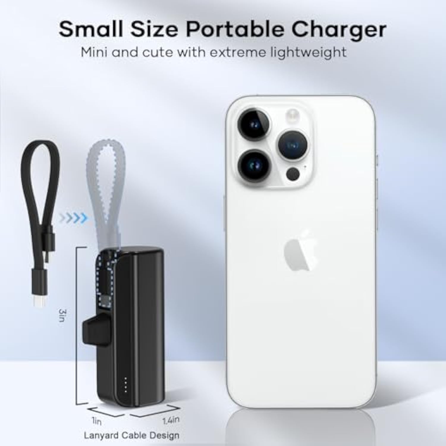 5000Mah Mini Portable Charger Power Bank Compatible With Iphone 14/13/12/11/Xr/Xs/X/8/7/6, Mfi Certified Ultra-Compact 20W Pd Fast Charging Small Cute Battery Pack(Black)