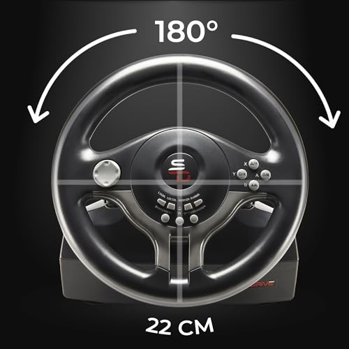 - Superdrive SV250 Steering Wheel. Racing Wheel with pedals and Gearshift Paddles - 22 cm Diameter, 180° Roation Angle - For Nintendo Switch 2 -