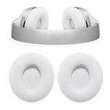 Cushion Pads For Beats Headphones, Replacement Memory Foam Soft Leather Covers Compatible For Solo 2 & 3 Wireless On-Ear Headphones (White)