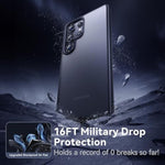 Slim Fit Designed For Samsung Galaxy S25 Ultra Case [16Ft Military Drop Protection] [Anti Stain Tech] Thin Matte Translucent Shockproof Protective S25 Ultra Case 6.9'', Black