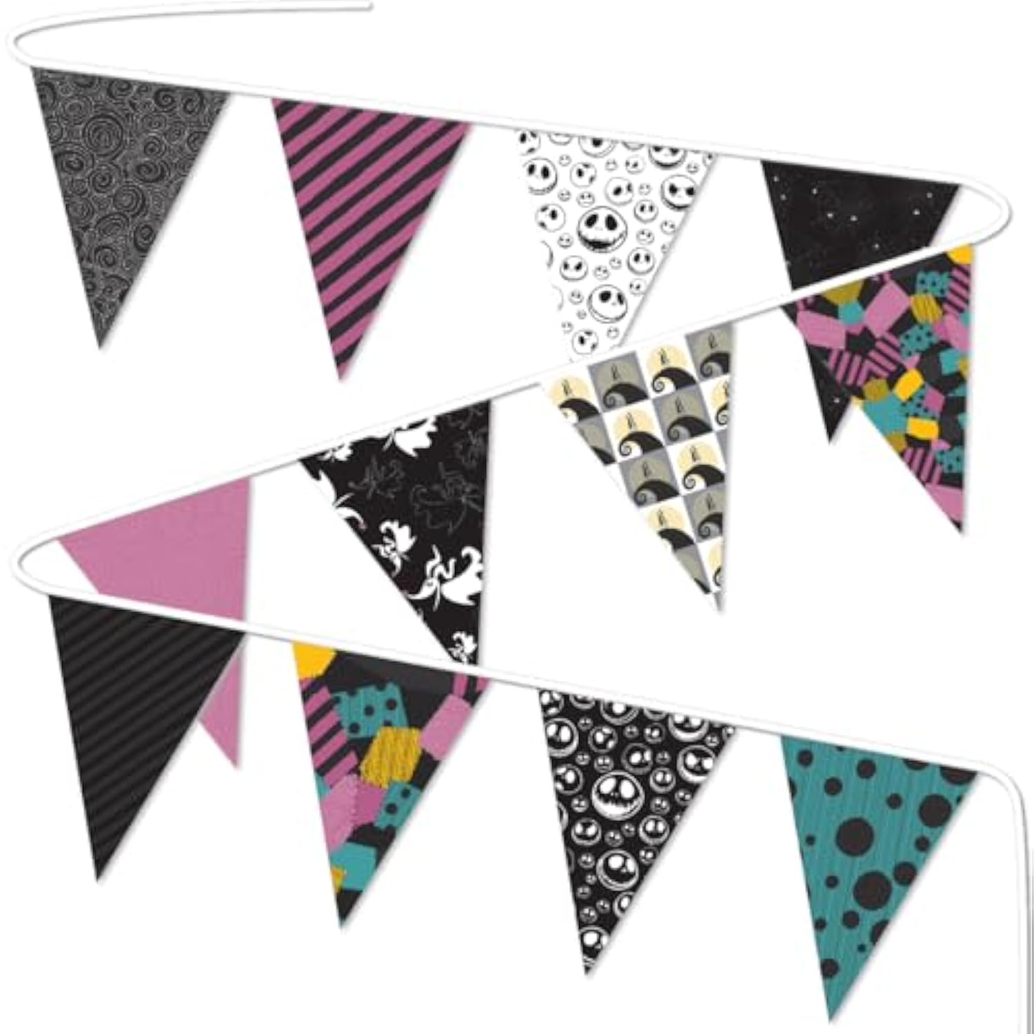 Jack & Sally Fabric Pennant Banner – Nightmare Before Christmas Party Decor