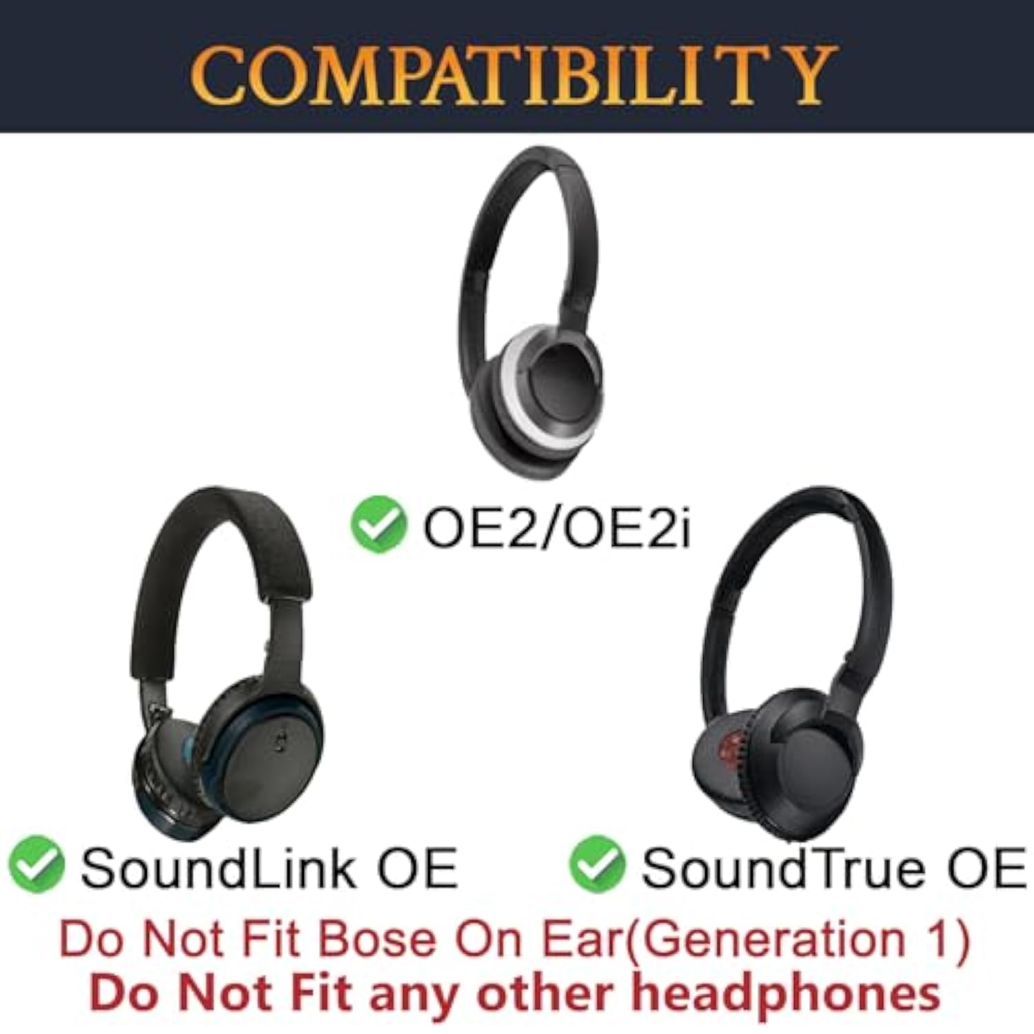 Replacement Ear Pads Cushions For Bose On-Ear 2 (Oe2 & Oe2I)/ Soundlink/Soundtrue On-Ear Headphones, Earpads With High-Density Noise Isolation Foam - Oe2 Pl Black