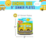 School Bus Dinner Plates (Pack Of 20) - School Bus Party Supplies, Graduation Decorations, Transportation Party