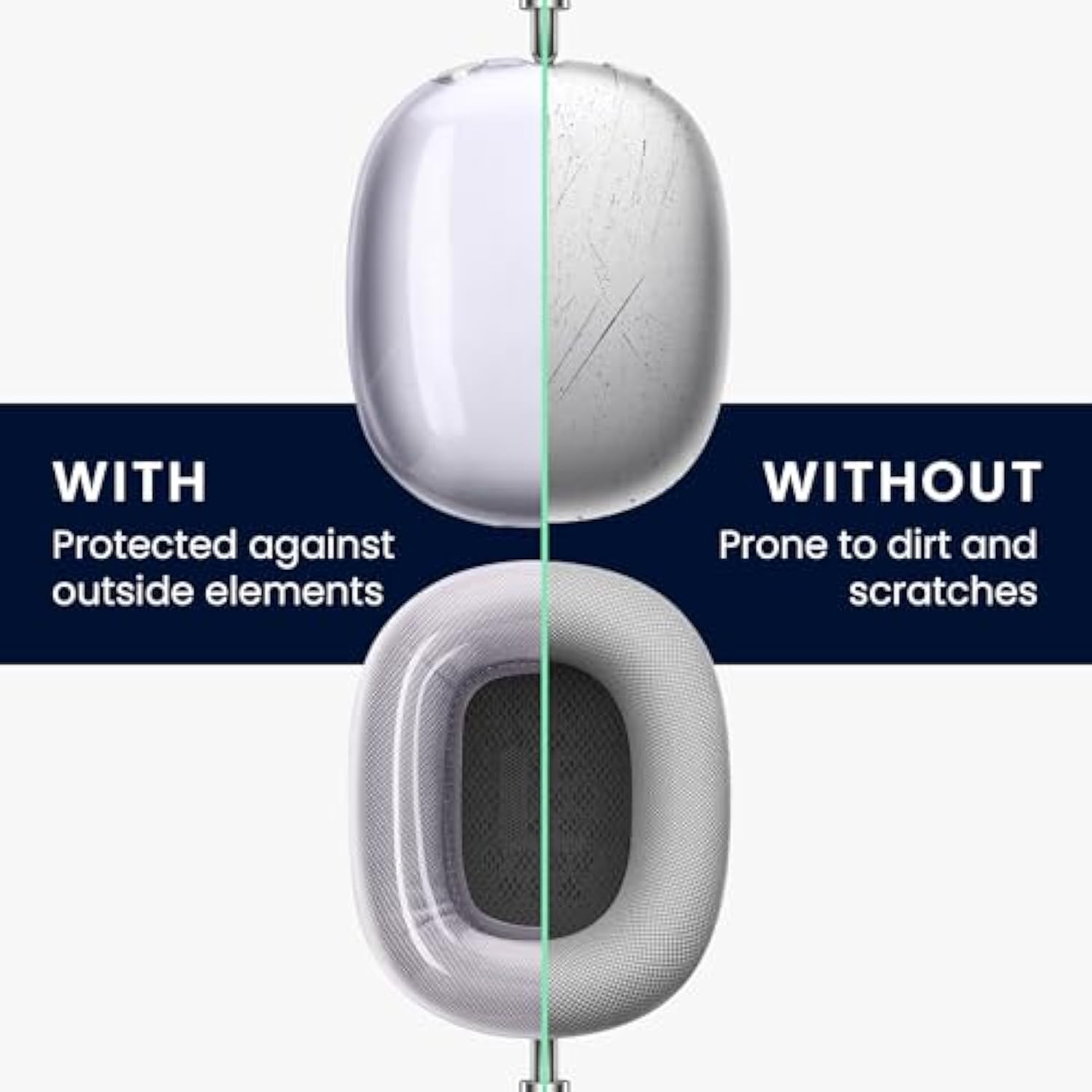 kwmobile 3 in 1 Case for Apple AirPods Max - Clear TPU Cover for Headphones - Anti-Scratch Ear Pad, Ear Cups, Cushion, Headband Protection - Transparent/Lavender