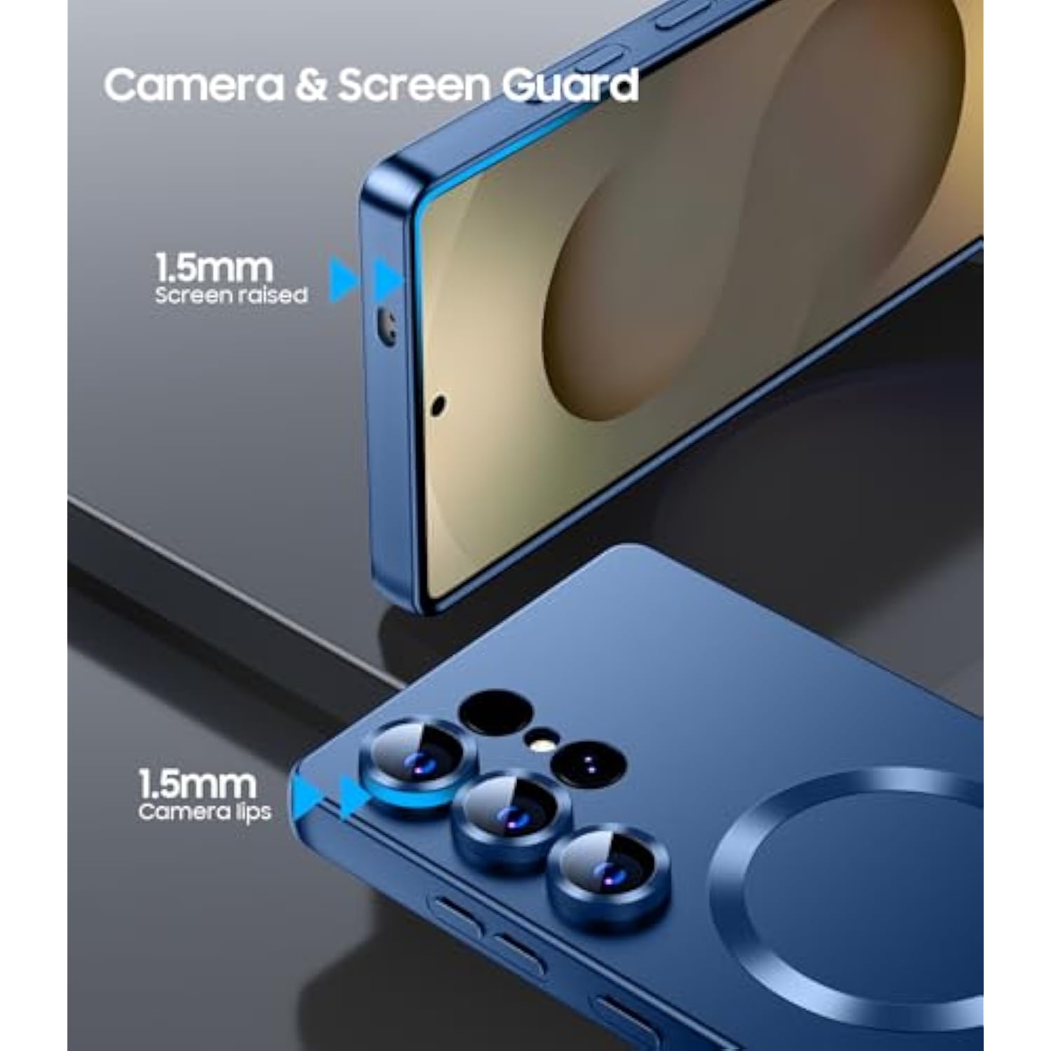 Matte For Samsung Galaxy S25 Ultra Case, Compatible With Magsafe, Slim Thin Magnetic Cover With Built-In Camera Lens Protector (Removable) Shockproof Phone Shell, Blue