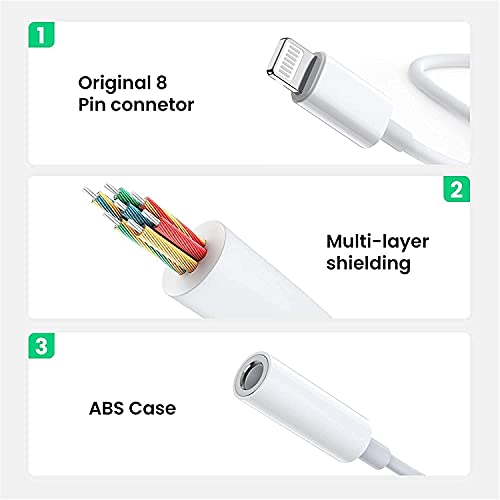 [ MFi Certified]  Lightning to 3.5 mm Headphone Jack Adapter, 2 Pack iPhone 3.5mm Aux Audio Adapter Converter Cable Dongle Compatible with