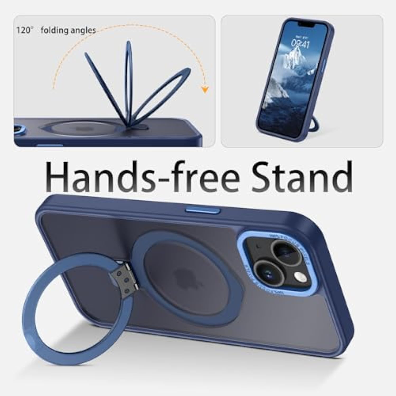For Iphone 13 Mini Case Magnetic,Iphone 13 Mini Phone Case With Stand, Translucent Matte Back Protective Cover Shockproof Kickstand Phone Case For Iphone 13 Mini 5.4", Blue