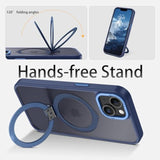 For Iphone 13 Mini Case Magnetic,Iphone 13 Mini Phone Case With Stand, Translucent Matte Back Protective Cover Shockproof Kickstand Phone Case For Iphone 13 Mini 5.4", Blue